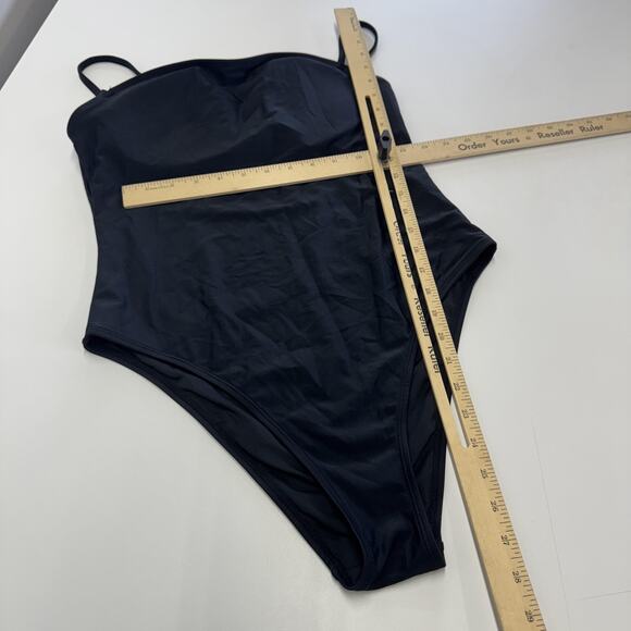 Relleciga One Piece Swimsuit Womens Large Black High Cut Spaghetti Strap Bathing - Picture 7 of 8